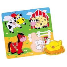 Viga Gyermek fa puzzle fogantyúval Surprise Farm
