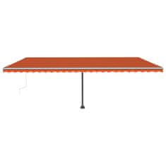 Greatstore narancs és barna kézzel kihúzható LED-es napellenző 600x350 cm