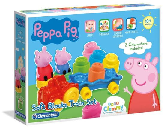 Clementoni SOFT CLEMMY Peppa Pig vonat 10 blokkal