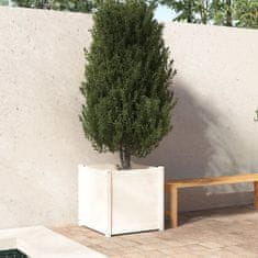 Greatstore fehér tömör fenyőfa kerti virágtartó 60 x 60 x 60 cm