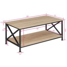 tectake Pittsburgh dohányzóasztal 100x55x45,5cm - Könnyű fa, tölgy Sonoma