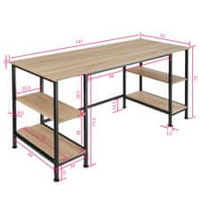 tectake Stoke számítógépes asztal 137x55x75cm - Könnyű fa, tölgy Sonoma