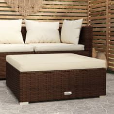 Greatstore barna polyrattan kerti lábtartó párnával 70 x 70 x 30 cm