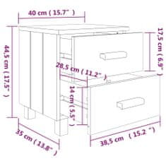 shumee 2 db sötétszürke tömör fenyőfa éjjeliszekrény 40 x 35 x 44,5 cm