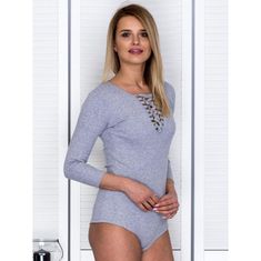 Factoryprice Női fűzős bodysuit POETA világosszürke PL-BO-4296.03_259027 S