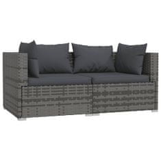 Greatstore 3 részes szürke polyrattan kerti ülőgarnitúra párnákkal