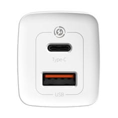 BASEUS GaN2 Lite hálózati töltő adapter USB / USB-C 65W, fehér