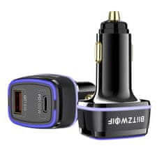 Blitzwolf BW-SD8 autós töltő USB / USB-C 100W, fekete