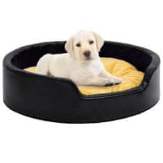 Greatstore fekete-sárga plüss és műbőr kutyaágy 99 x 89 x 21 cm
