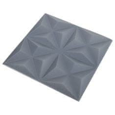 Greatstore 12 darab origami szürke 3D fali panel 50 x 50 cm 3 m²