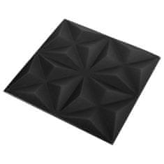Greatstore 12 darab origamifekete 3D fali panel 50 x 50 cm 3 m²
