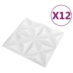 Greatstore 12 darab origamifehér 3D fali panel 50 x 50 cm 3 m²