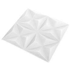 Greatstore 12 darab origamifehér 3D fali panel 50 x 50 cm 3 m²