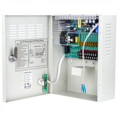 Secutek  CP1209-10A-B (12V/10A) tartalék tápegység kamerarendszerekhez 9 kimenettel