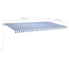 shumee kék és fehér kézzel kihúzható napellenző 600 x 350 cm