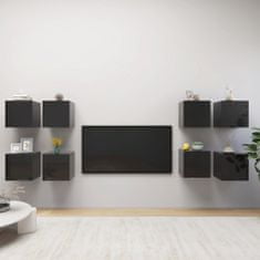 Greatstore 8 db magasfényű fekete fali TV-szekrény 30,5 x 30 x 30 cm
