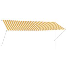 Vidaxl feltekerhető sárga és fehér napellenző 350 x 150 cm 143756