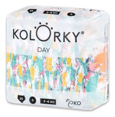 KOLORKY DAY Eldobható öko pelenkák, kefe S (3-6 kg) 25 db