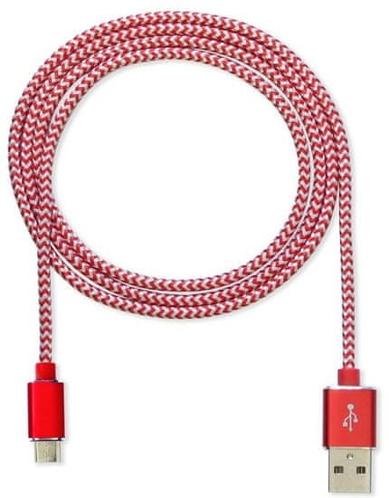 CUBE1 nejlon adatkábel USB - microUSB, 1m LM05-1122B-RED/1M, fekete