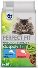 Perfect fit Natural Vitality tengeri halas tasakok lazaccal felnőtt macskáknak 12× (6×50 g)