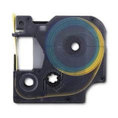 Qoltec zsugorcső DYMO D1/DM1 nyomtatókhoz | 12mm*1.5m | Sárga | Fekete nyomtatás