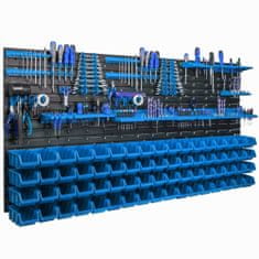 botle Panel készlet szerszámtartókkal 173 x 78 cm és 68 db Dobozok Kék 2 nagy polccal XL