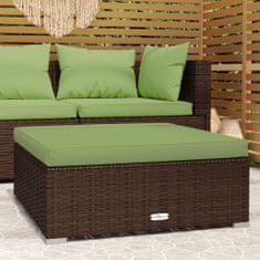 Greatstore barna polyrattan kerti lábtartó párnával 70 x 70 x 30 cm