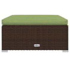 Greatstore barna polyrattan kerti lábtartó párnával 70 x 70 x 30 cm