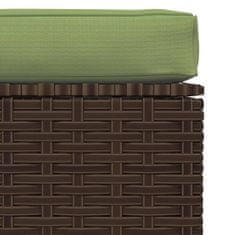 Greatstore barna polyrattan kerti lábtartó párnával 70 x 70 x 30 cm