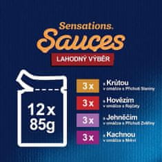 Felix Sensations Sauces marhahús, bárány, pulyka, kacsa mártásban 72 x 85 g