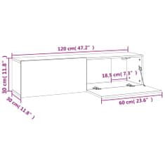 shumee füstös tölgyszínű szerelt fa fali TV-szekrény 120 x 30 x 30 cm