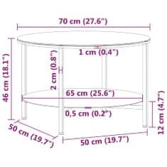 Vidaxl fekete-átlátszó edzett üveg dohányzóasztal 70 cm 331618