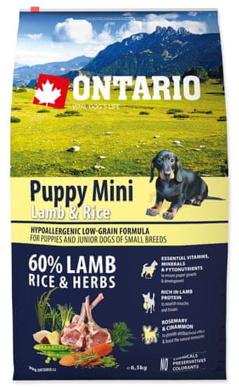 Ontario Puppy Mini Lamb & Rice Kutyatáp, 6 kg