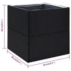 shumee fekete polyrattan kerti ültetőláda 80x80x80 cm