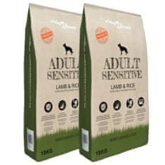 Vidaxl 2 db „Adult Sensitive Lamb & Rice” prémium száraz kutyatáp 30 kg 275192