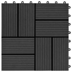 Greatstore 11 db (1 m2) fekete WPC teraszburkoló lap 30 x 30 cm