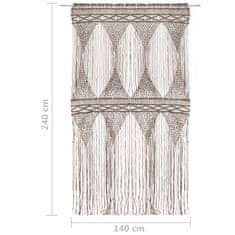 Vidaxl tópszínű makramé pamutfüggöny 140 x 240 cm 323984