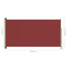 shumee piros behúzható oldalsó terasznapellenző 160 x 300 cm