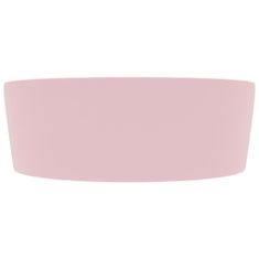Greatstore matt rózsaszín luxus kerámia mosdókagyló túlfolyóval 36x13 cm