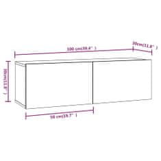 shumee füstös tölgyszínű szerelt fa fali TV-szekrény 100 x 30 x 30 cm