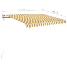 Vidaxl sárga-fehér szélérzékelős és LED-es napellenző 350 x 250 cm 3068893