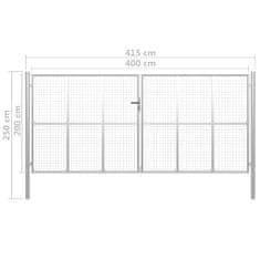 Vidaxl ezüstszínű horganyzott acél kertkapu 415 x 250 cm 144303