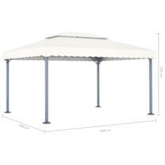 Greatstore krémszínű alumíniumpavilon LED fényfüzérrel 400 x 300 cm