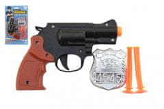 Teddies Rendőrségi pisztoly 15cm műanyag jelvénnyel + tapadókorongokkal
