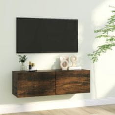 shumee füstös tölgyszínű szerelt fa fali TV-szekrény 100 x 30 x 30 cm