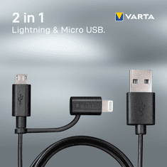 Varta 2in1 Charge & Sync Cable MicroUSB + Lightning 57943101401