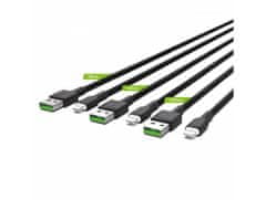 Green Cell KABGCSET04 3 gyors töltőkábel készlet Ray USB - Lightning 30/120 / 200 cm fehér LED