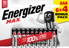 Energizer Max AAA alkáli elem 6 + 4 10db E303328400