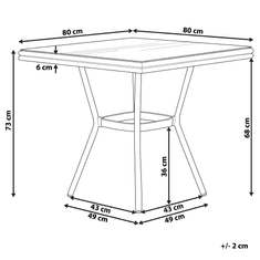 Beliani Alumínium Kerti Asztal Sötét Fa Színben 80 x 80 cm CASPRI