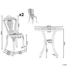 Beliani Barna Alumínium Terasz Szett Két Székkel BOVINO